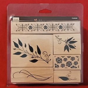 Heidi Grace Designs Floral Rubber Stamps.        6 Pieces. New in Box. 2007.